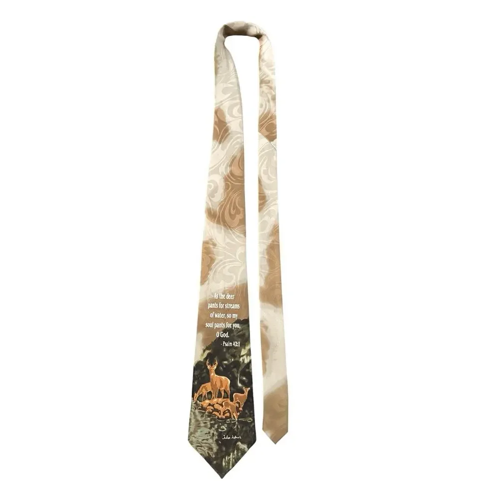 Gospitality Psalm 42:1 Soul Deer Bible Verse Religious Christian Necktie